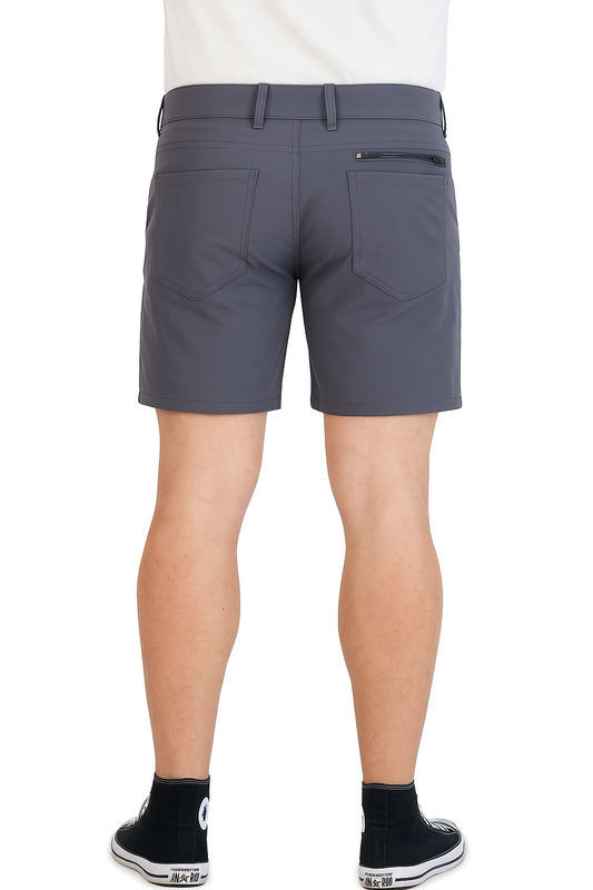 Everyday Stretch Shorts with a Comfortable Built-In Liner - Denim Style- Grey