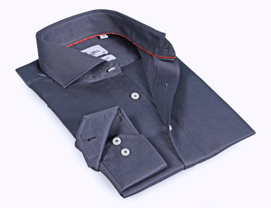 Charcoal Shirt // Dual cuffs// contemporary fit - Final Sale