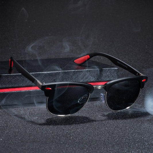 Popular Retro New Polarized Men's Sunglasses UV400 Square Half Metal Frame Ladies Sunglasses Brand Design Glasses Driving Sunglasses