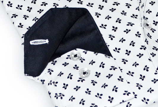Jerry S Button-Up Shirt With Contrast Details // White+Black // Contemporary Fit (Regular)- final sale