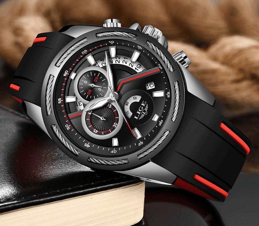 Men's Waterproof Modern Watch With Rubber Straps Multifunction Watches Unique Design Perfect Gift