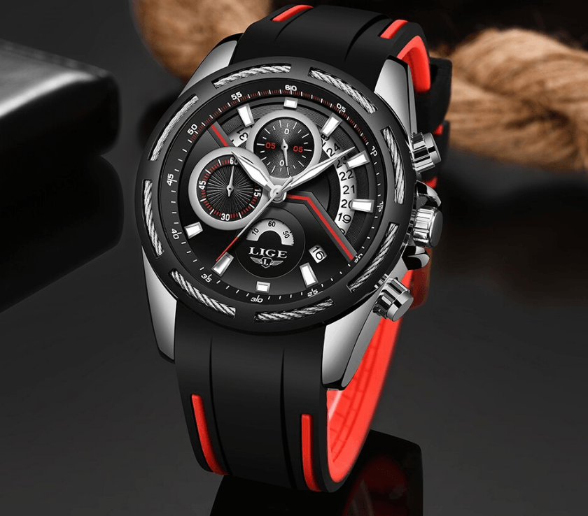 Men's Waterproof Modern Watch With Rubber Straps Multifunction Watches Unique Design Perfect Gift