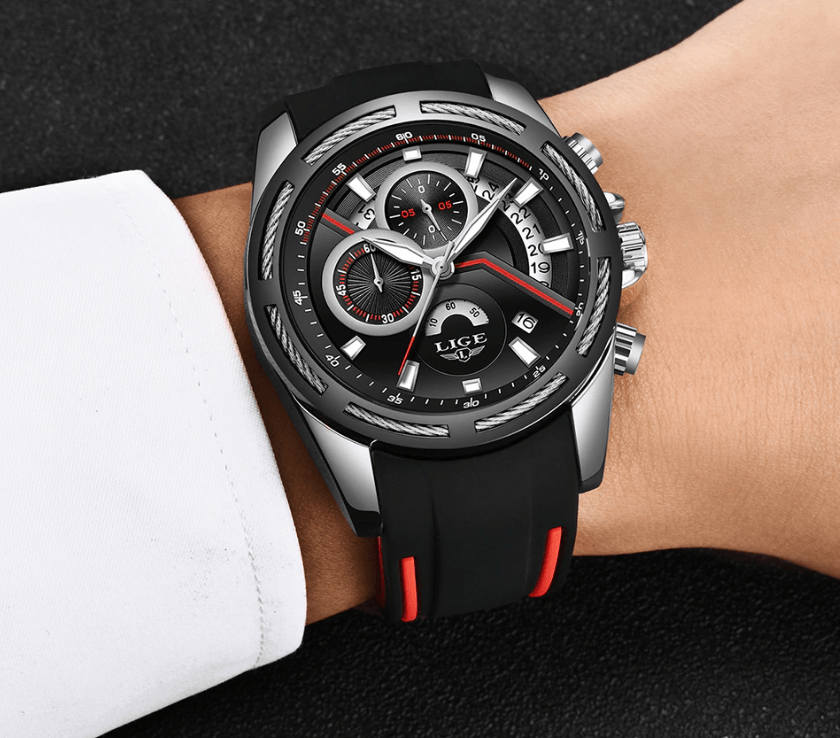 Men's Waterproof Modern Watch With Rubber Straps Multifunction Watches Unique Design Perfect Gift