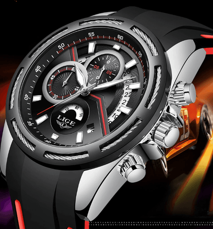 Men's Waterproof Modern Watch With Rubber Straps Multifunction Watches Unique Design Perfect Gift