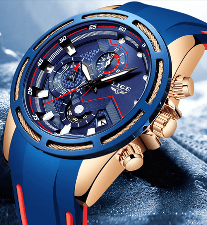 Men's Waterproof Modern Watch With Rubber Straps Multifunction Watches Unique Design Perfect Gift