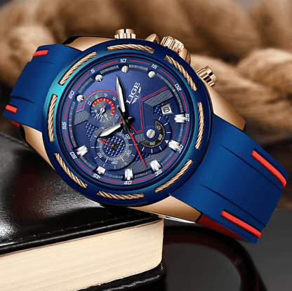 Men's Waterproof Modern Watch With Rubber Straps Multifunction Watches Unique Design Perfect Gift