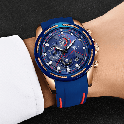 Men's Waterproof Modern Watch With Rubber Straps Multifunction Watches Unique Design Perfect Gift