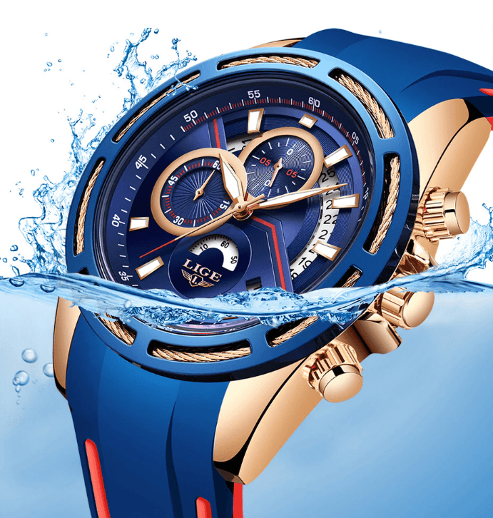 Men's Waterproof Modern Watch With Rubber Straps Multifunction Watches Unique Design Perfect Gift
