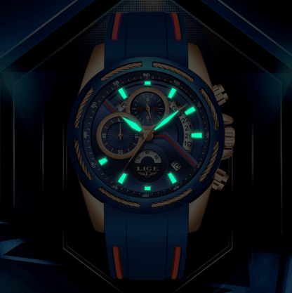 Men's Waterproof Modern Watch With Rubber Straps Multifunction Watches Unique Design Perfect Gift