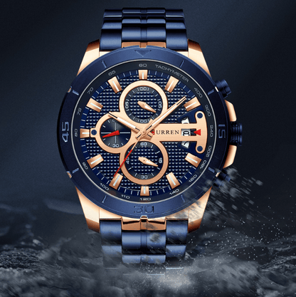 Men's Waterproof  Watch With Chronometers Day View And Fluorescent Hands Unique  Luxury Design  Perfect Gift