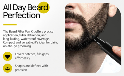 Beard Filler Pen and Beard Shaper for Men Beard Lineup Tool for Grooming Beard Guide Shape kit Black Waterproof Pen with Brush Barber Styling Pencil Beard Grooming Kit Barber Accessories