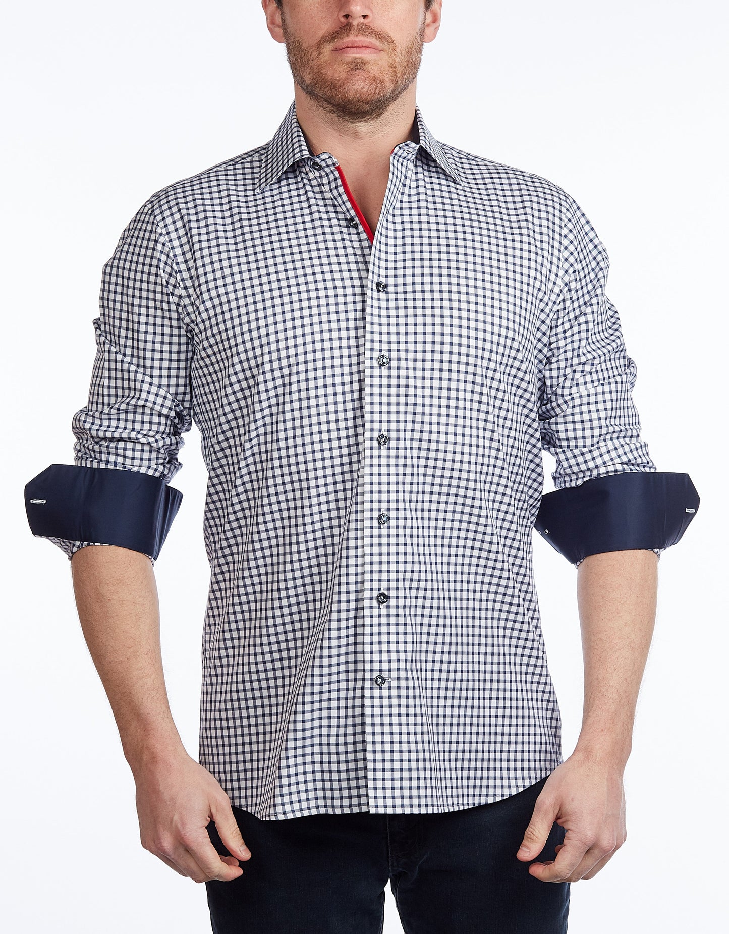 Button-Up Shirt //  - Contemporary Fit - contrast  trimming- final sale - Size Small