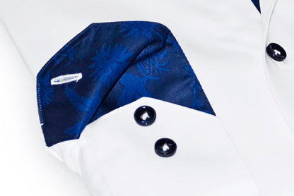 Gabe  Button-Up Shirt With Contrast Details // White  // Contemporary Fit (Regular)- final sale