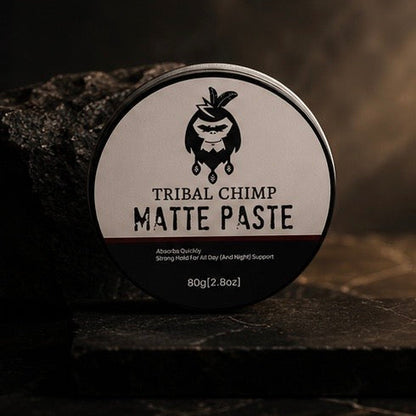Tribal Chimp Matte Paste container on a dark background