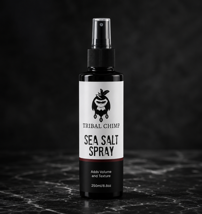 Tribal Chimp Sea Salt Spray bottle on a dark background