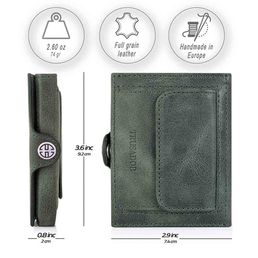 Valencia Full Grain Leather Trifold Wallet with Coin Pocket
