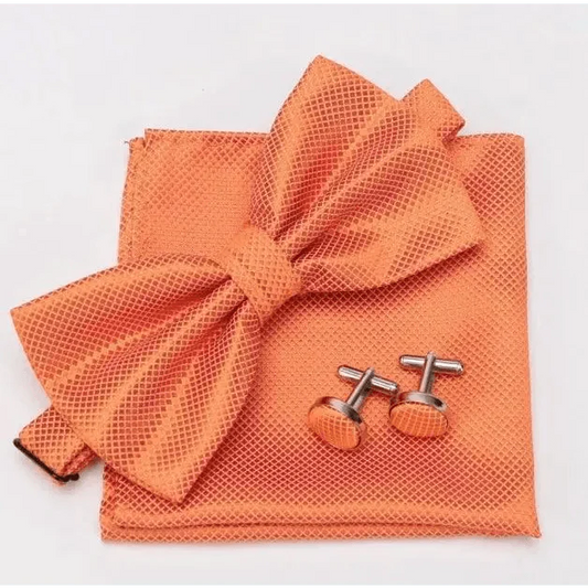 Classic Men Bowtie  Cufflinks Set Casual Men's Fashionable Style Solid Color Bowties Elegant Accessories