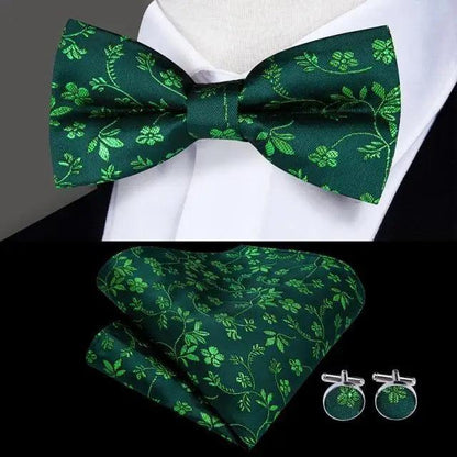 Luxury Butterfly Beige Silk Bow Ties For Men Gentlemens Cufflinks Set Elegant Design Wedding Party Bowties For Tuxedo Excellent Gift For Prom