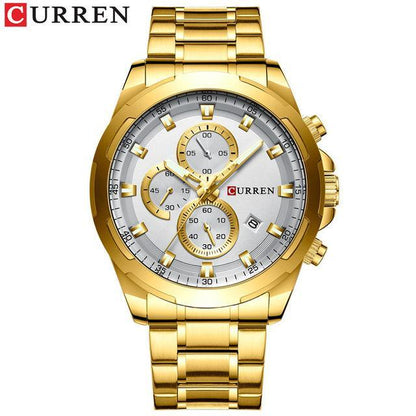 Men's  Water Resistant Watch With Chronometers Day View Unique Design Perfect Gift