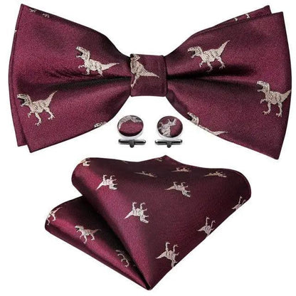 Trendy Patterned Silk Jacquard Plaid Bowtie With  Pocket Square And Cufflinks Set For Men Unique  Butterfly Party Wedding Casual Business Bowtie For Men