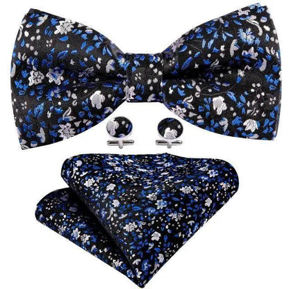 Trendy Patterned Silk Jacquard Plaid Bowtie With  Pocket Square And Cufflinks Set For Men Unique  Butterfly Party Wedding Casual Business Bowtie For Men