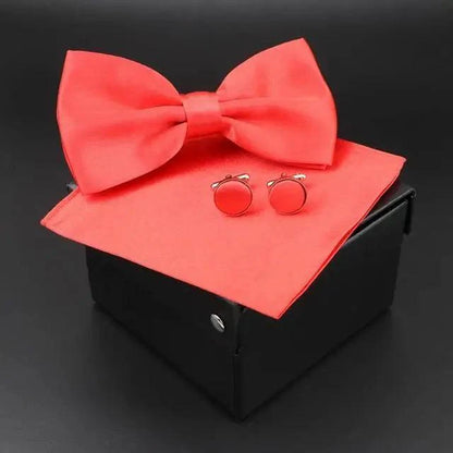 Trendy Tiny Dots Print Bowtie With Pocket Square And Cufflinks Set For Men Retro  Butterfly Party Wedding Bowties Without Box Stylish Ties Gift
