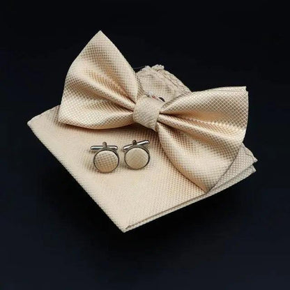 Trendy Tiny Dots Print Bowtie With Pocket Square And Cufflinks Set For Men Retro  Butterfly Party Wedding Bowties Without Box Stylish Ties Gift