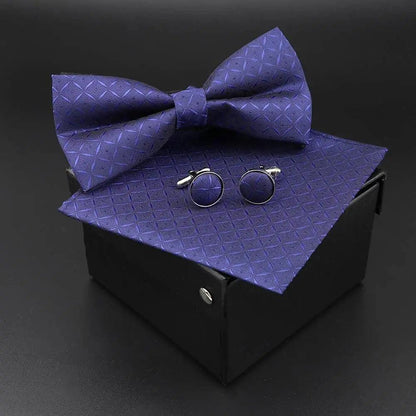 Trendy Tiny Dots Print Bowtie With Pocket Square And Cufflinks Set For Men Retro  Butterfly Party Wedding Bowties Without Box Stylish Ties Gift