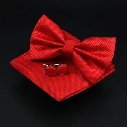 Trendy Tiny Dots Print Bowtie With Pocket Square And Cufflinks Set For Men Retro  Butterfly Party Wedding Bowties Without Box Stylish Ties Gift