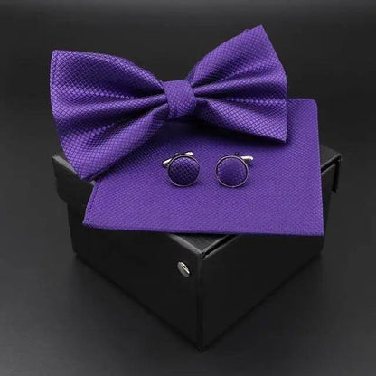 Trendy Tiny Dots Print Bowtie With Pocket Square And Cufflinks Set For Men Retro  Butterfly Party Wedding Bowties Without Box Stylish Ties Gift