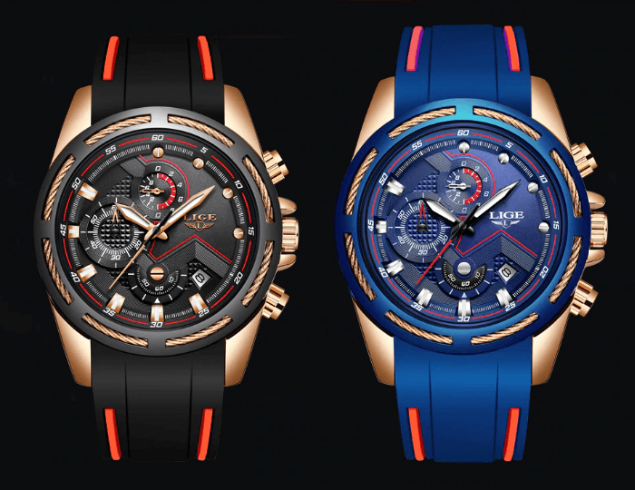 Men's Waterproof Modern Watch With Rubber Straps Multifunction Watches Unique Design Perfect Gift