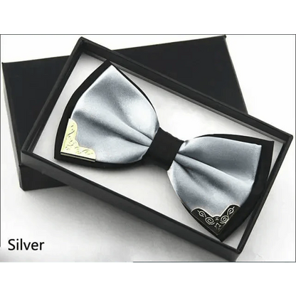White Men Elegant Polyester Butterfly Bowtie Metal Corners Wedding Bowtie Party Bow Ties
