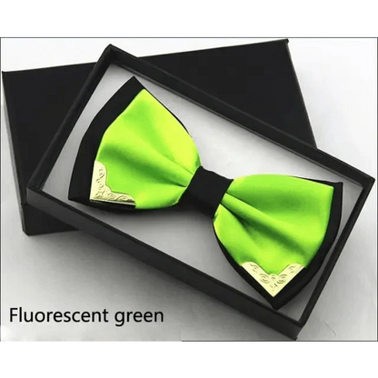 White Men Elegant Polyester Butterfly Bowtie Metal Corners Wedding Bowtie Party Bow Ties