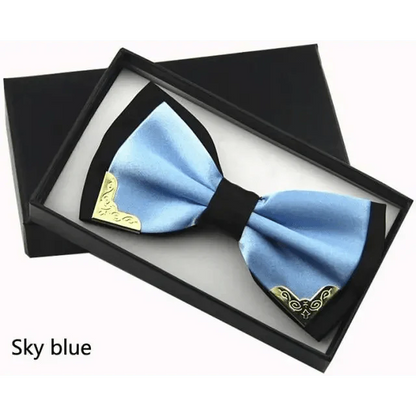 White Men Elegant Polyester Butterfly Bowtie Metal Corners Wedding Bowtie Party Bow Ties