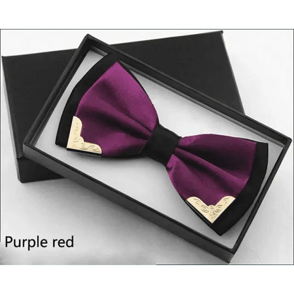 White Men Elegant Polyester Butterfly Bowtie Metal Corners Wedding Bowtie Party Bow Ties