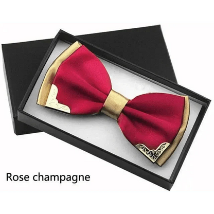 White Men Elegant Polyester Butterfly Bowtie Metal Corners Wedding Bowtie Party Bow Ties