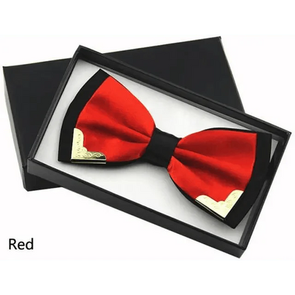 White Men Elegant Polyester Butterfly Bowtie Metal Corners Wedding Bowtie Party Bow Ties