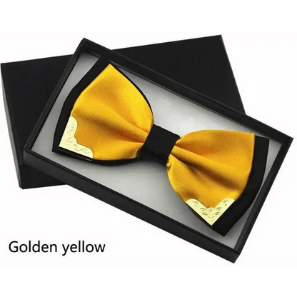 White Men Elegant Polyester Butterfly Bowtie Metal Corners Wedding Bowtie Party Bow Ties
